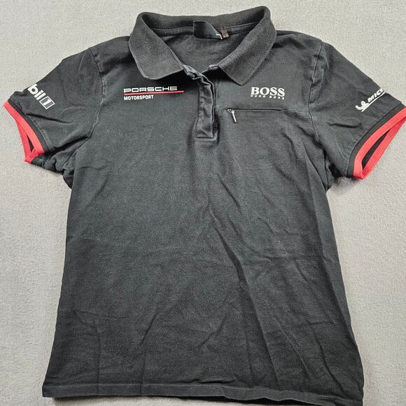 Porsche Hugo Boss Polo Women Medium Michelin Black Red - Picture 1 of 12